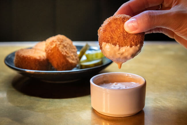 fried chicken with devilled yogurt